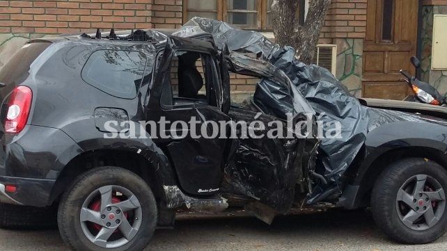 Así quedó la camioneta luego del choque.