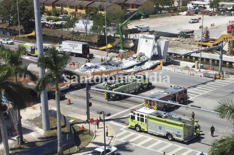 Derrumbe de un puente en Miami: ascendió a seis el número de muertos