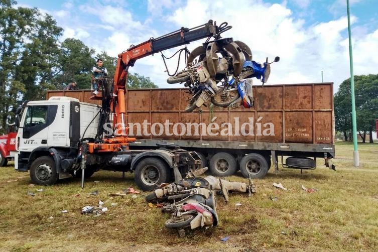 Compactaron más de 300 motos retenidas