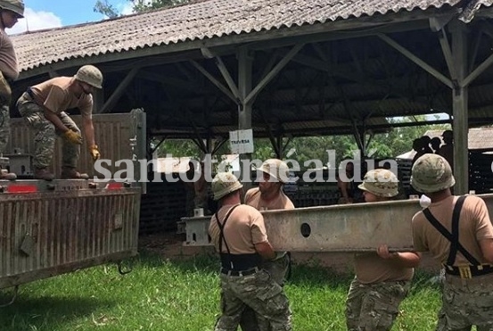 El puente Bailey para la Ruta 1 sale del Batallón de Ingenieros de Santo Tomé