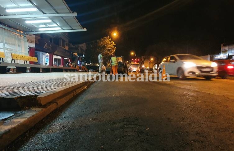 Finalizó la intervención principal de la obra de bacheo en Avenida 7 de Marzo 