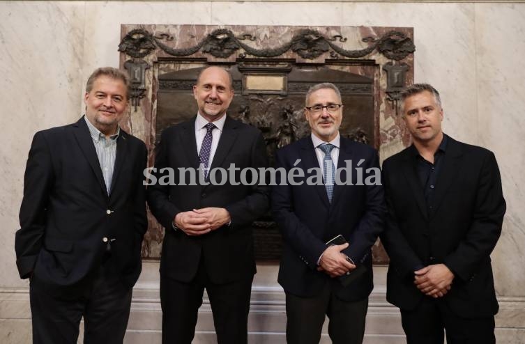 Mirabella, Saín, Perotti y Busatto, en la Casa Rosada. (Foto: Prensa Busatto)