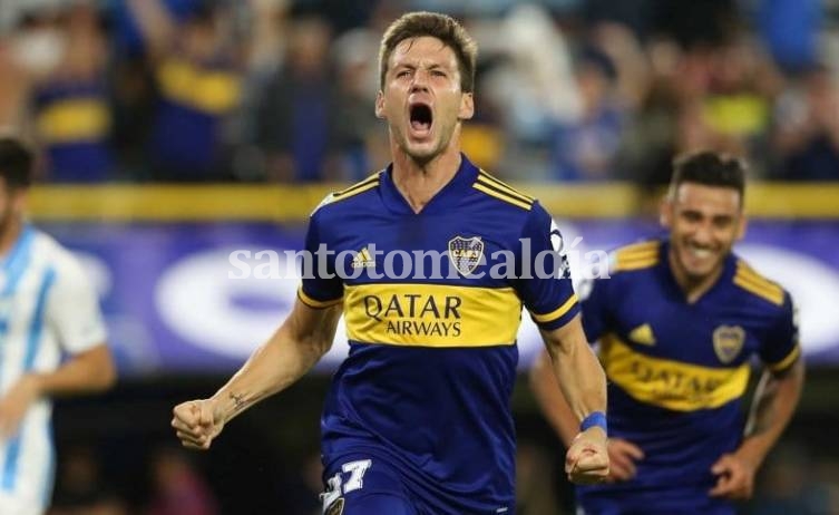 Soldano festeja su gol, el primero de Boca. (Foto: TyC)