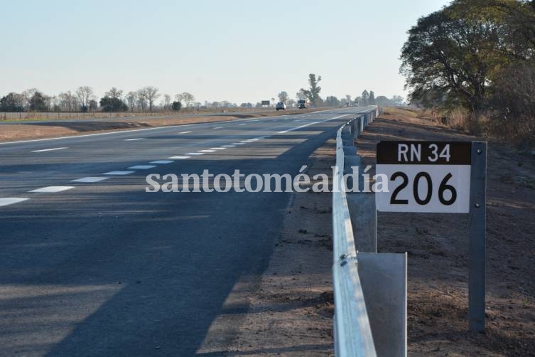 La apertura al tránsito se hará sobre la nueva mano hacia Rafaela entre los kilómetros 203 y 209. (Foto: Vialidad Nacional)