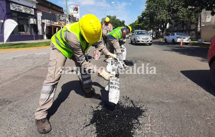 Vialidad Nacional ejecutó trabajos de bacheo en Avenida 7 de Marzo