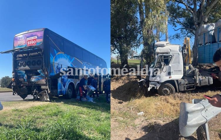 Un camión chocó el colectivo que trasladaba a jugadores de Unión en la Ruta 19