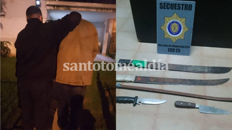 Detuvieron a un hombre y secuestraron varias armas blancas