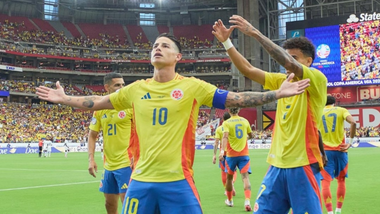 James Rodríguez celebra su gol ante Panamá. (Foto: CONMEBOL)