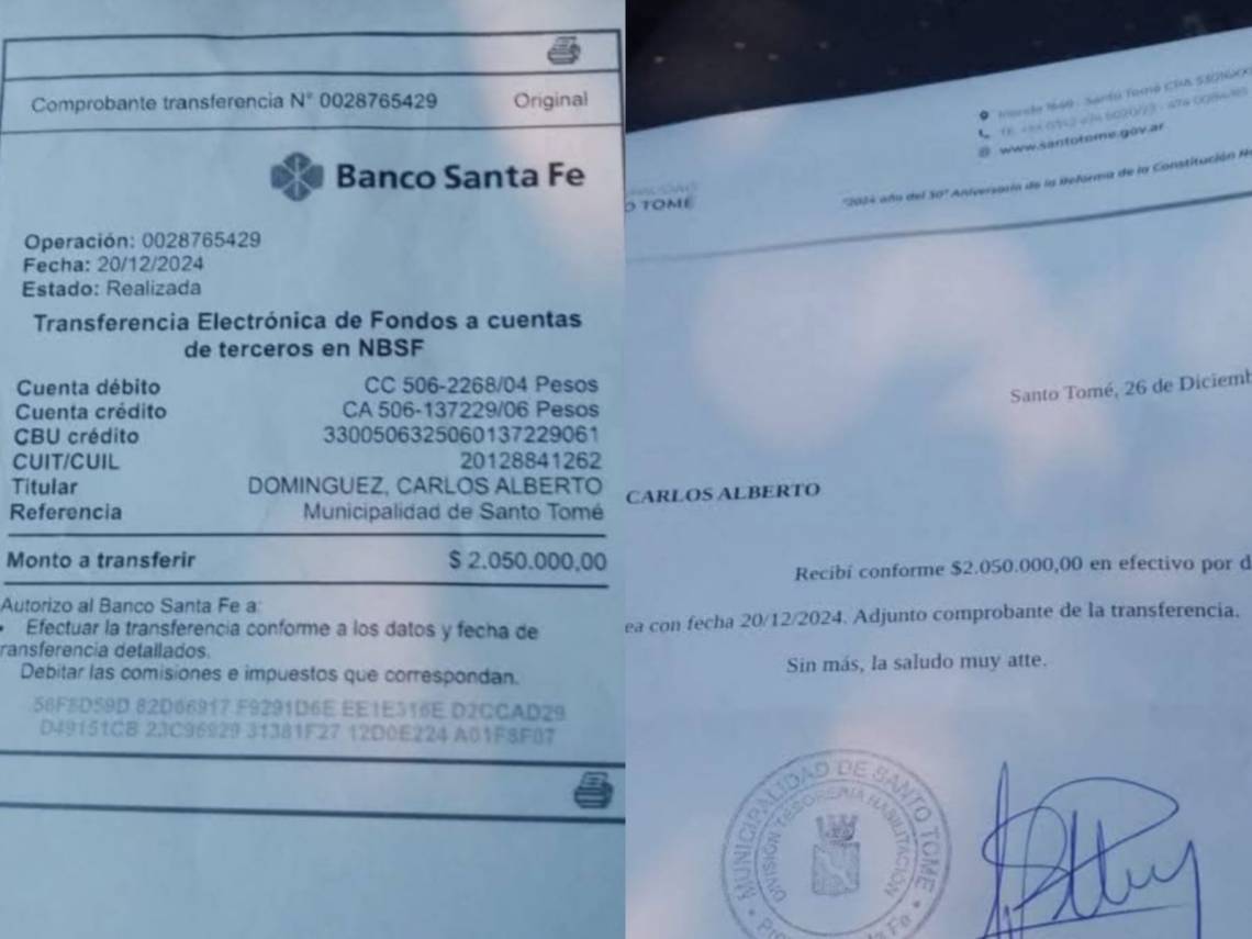 La Municipalidad de Santo Tomé le depositó, por error, más de 2 millones de pesos y los devolvió