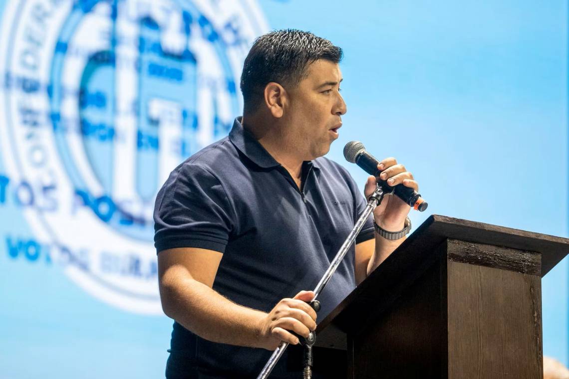 Cristian Jerónimo, dirigente del sindicato del Vidrio y miembro del triunviro de la CGT.  (Foto: NA)