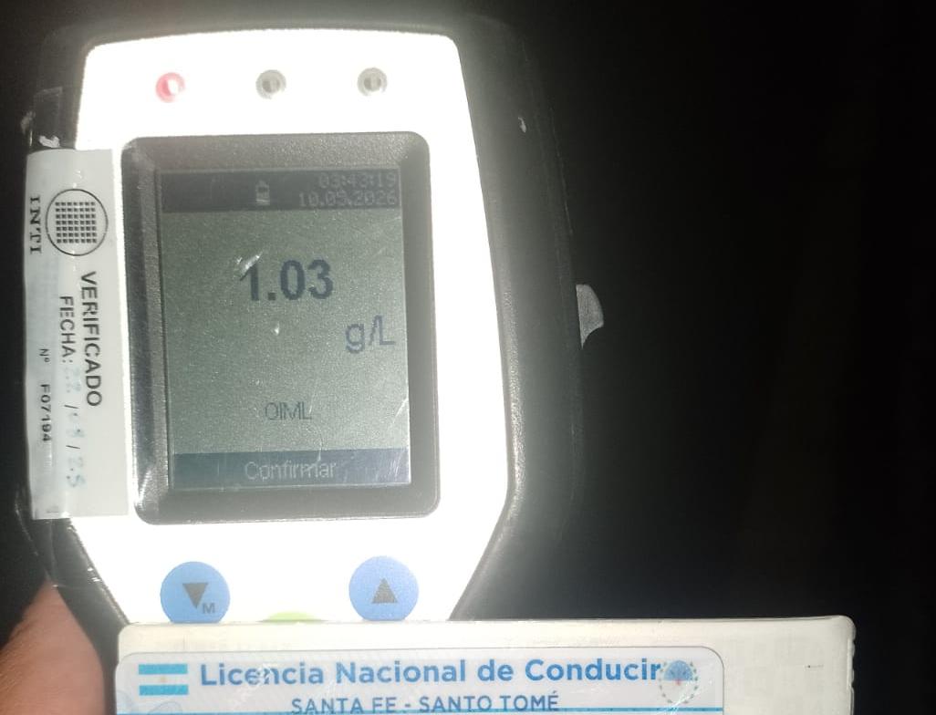 Retuvieron la licencia a un motociclista alcoholizado en un control en Santo Tomé.