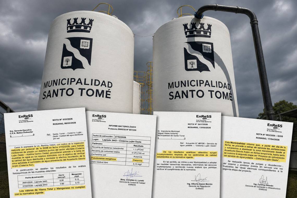 Informes del ENRESS revelan anomalías en el agua distribuida por la Cisterna Luján Oeste